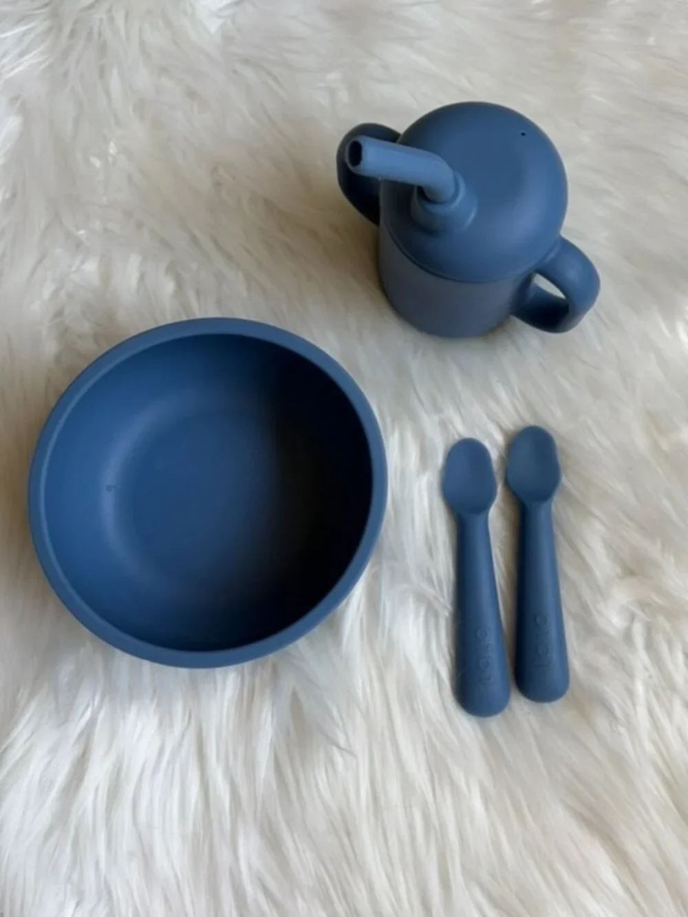 Lalo First Bites Blue Food Grade Silicone Toddler Dish Set